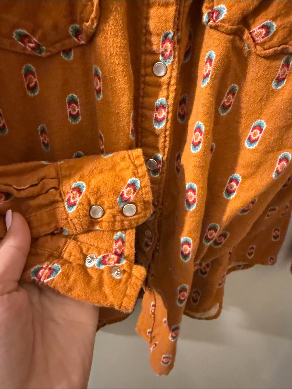 Wrangler Rust Orange Patterned Button-Up Shirt - Picture 3 of 4
